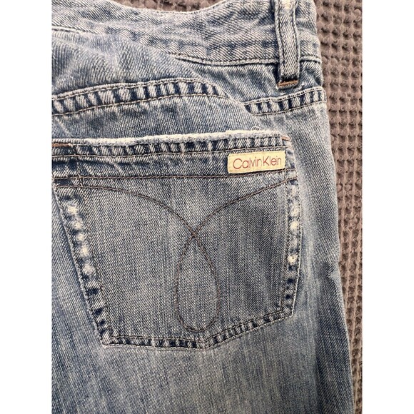 Vintage Calvin Klein Low Rise Flare Women's Denim Jean Size 12 Embroidered Y2k - Picture 11 of 14